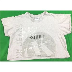 VTG 1990's Calvin Klein Crop Top T-Shirt Women's On Size Fits All Kylie Jenner
